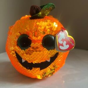 Ty Flippables Sparkly Orange Pumpkin Plush